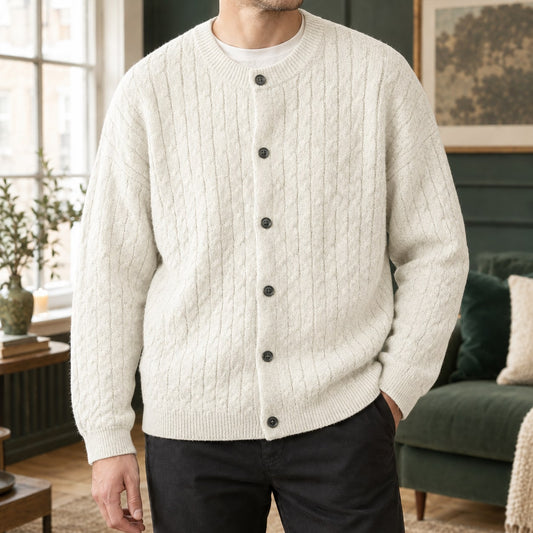 Cable Cardigan Heren, Kabelgebreide Cardigan met Knopen 3