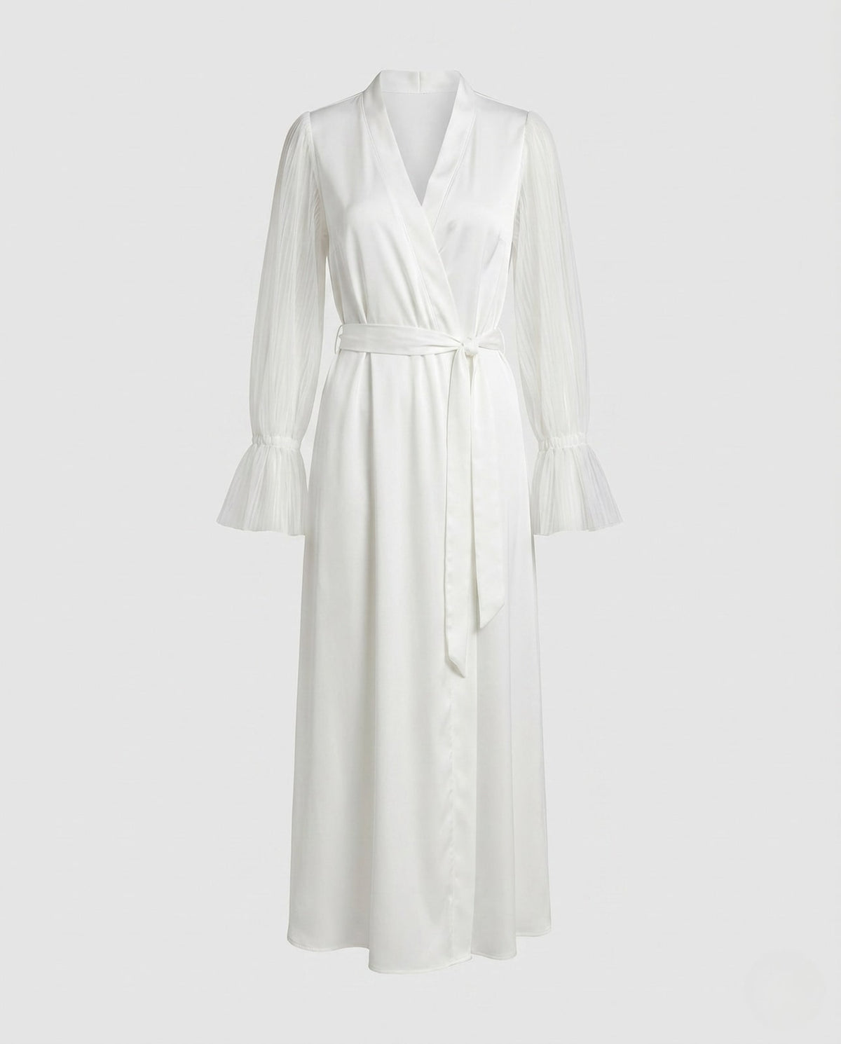 Elegant Satin Morgenkåbe Dame med Transparente Ærmer 5
