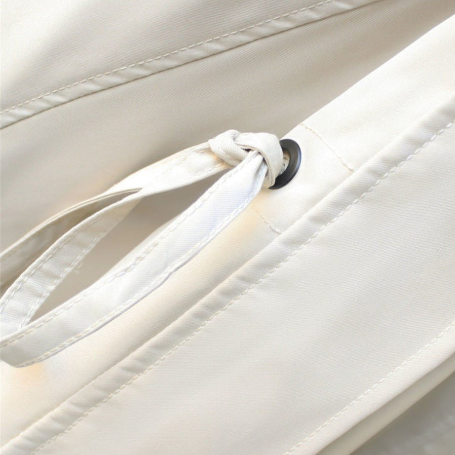 Elegant Tofarvet Regnjakke i Løs Pasform med Stor Krave 7