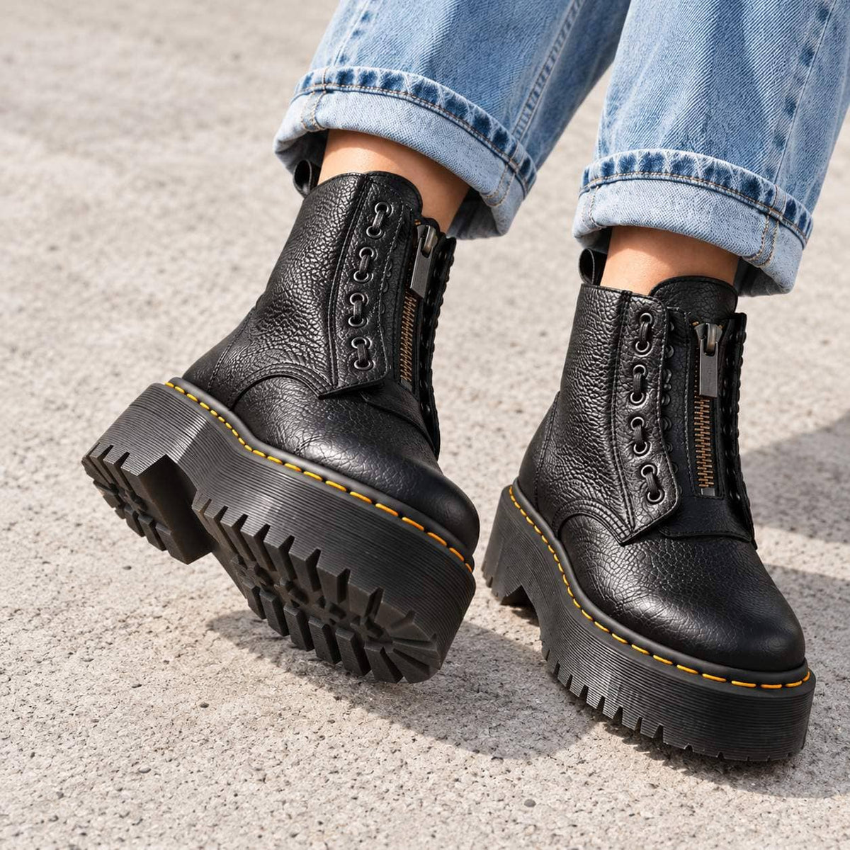 Leather Boots, Læderstøvler Dame med Plateausål og Lynlås 7