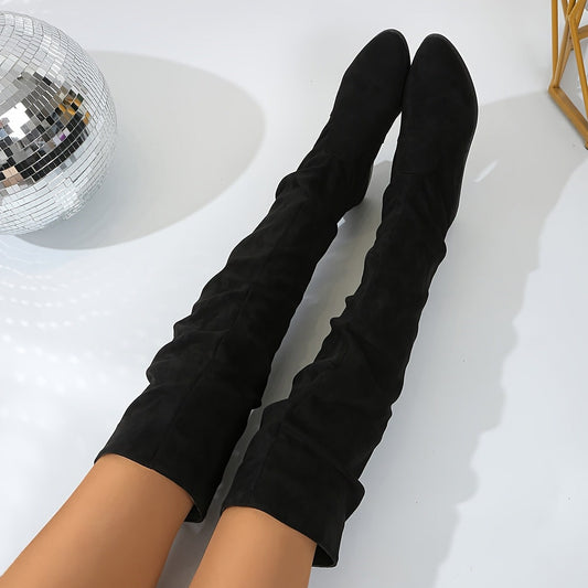 Overknee Laarzen voor Dames, Instapmodel met Blokhak 2