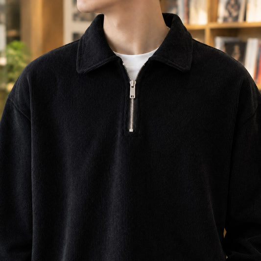 Quarter Zip Sweater Heren met Polokraag en Korte Rits 2