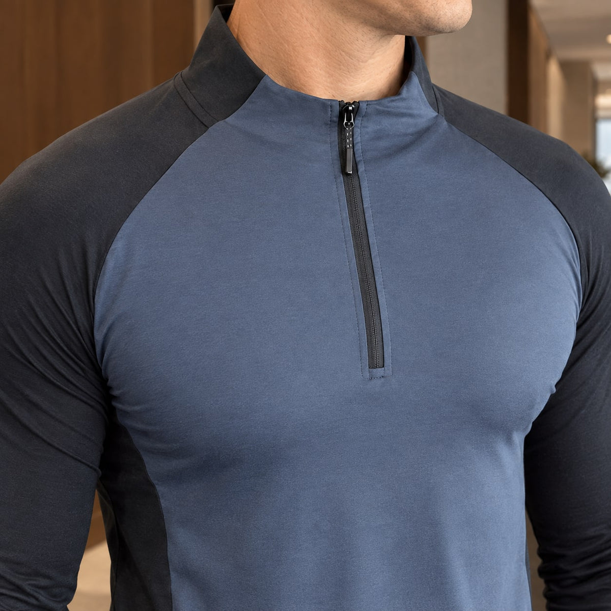 Quarter Zip Top Herre med Kort Lynlås og Raglanærmer 5