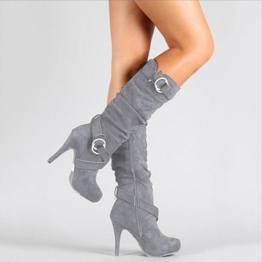 Tall Boots, Høje Støvler Dame med Stilethæl og Spænder 2