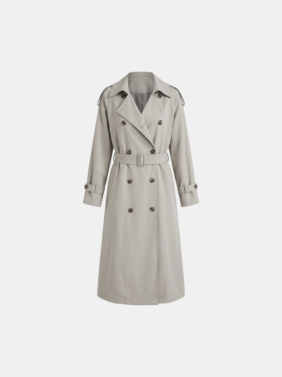 Dobbeltradet vandafvisende lang trenchcoat