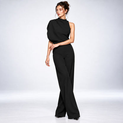 Jumpsuit Dame Asymmetrisk med Én Skulder og Brede Ben 3