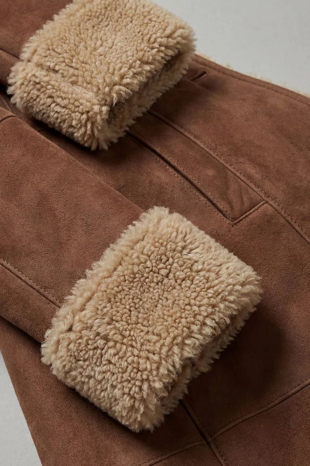 Bruine Mantel Dames Winter, Shearling Jas met Voering 6