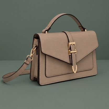 Buckle Satchel, Håndtaske Dame med Spænde, Håndtag og Skulderrem