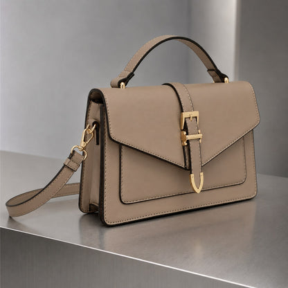 Buckle Satchel, Håndtaske Dame med Spænde og Skulderrem 2
