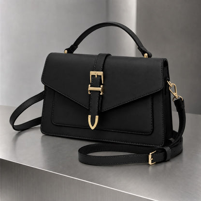 Buckle Satchel, Håndtaske Dame med Spænde og Skulderrem 3