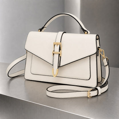 Buckle Satchel, Håndtaske Dame med Spænde og Skulderrem 4