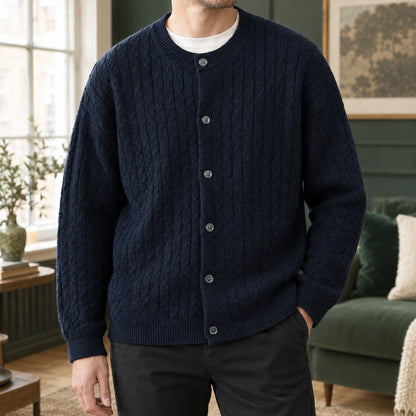 Cable Cardigan Herre, Kabelstrikket Cardigan med Knapper 5