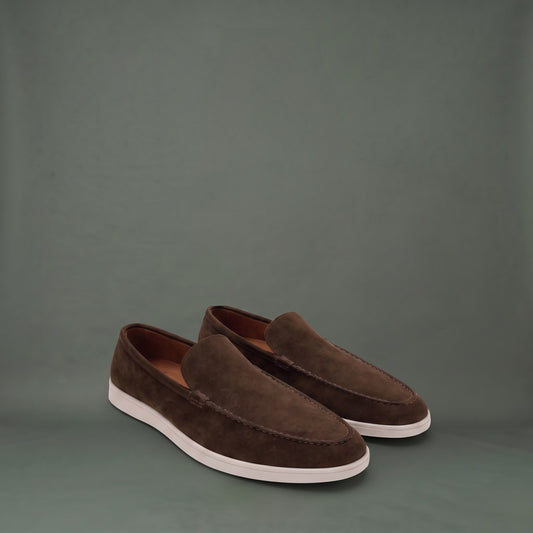 Casual Penny Loafers til Herre i Læder med Hvid Sål