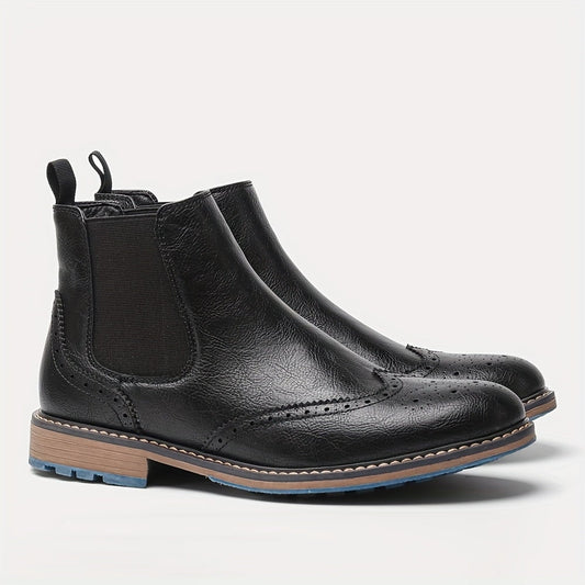 Chelsea Winter Boots, Chelsea Boots Dames met Brogue Patroon en Elastiek