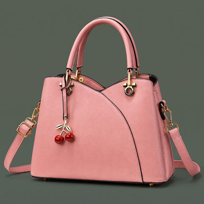 Cherry Handbag, Håndtaske Dame med Kirsebærvedhæng og Skulderrem