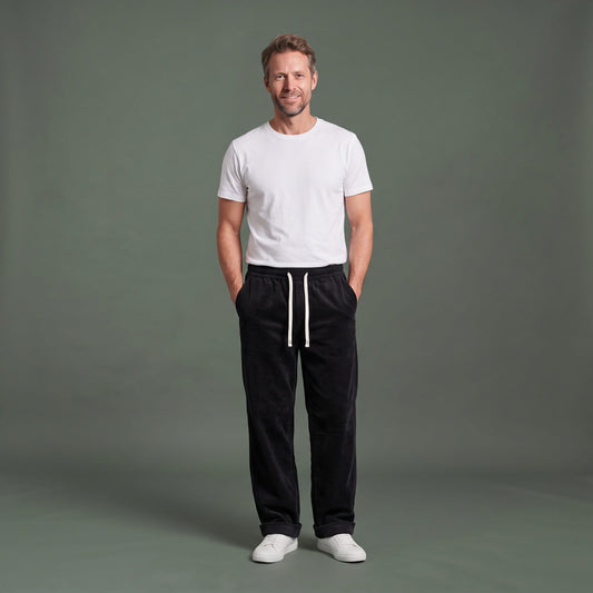 Corduroy Broek Heren met Wijde Pijpen en Elastische Taille 1