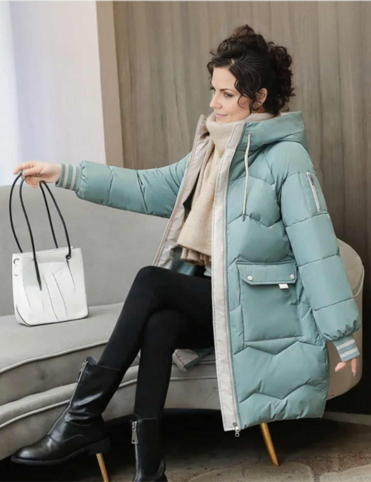 Dames Mantel Winter, Lange Damesjas met Capuchon en Isolatie 5