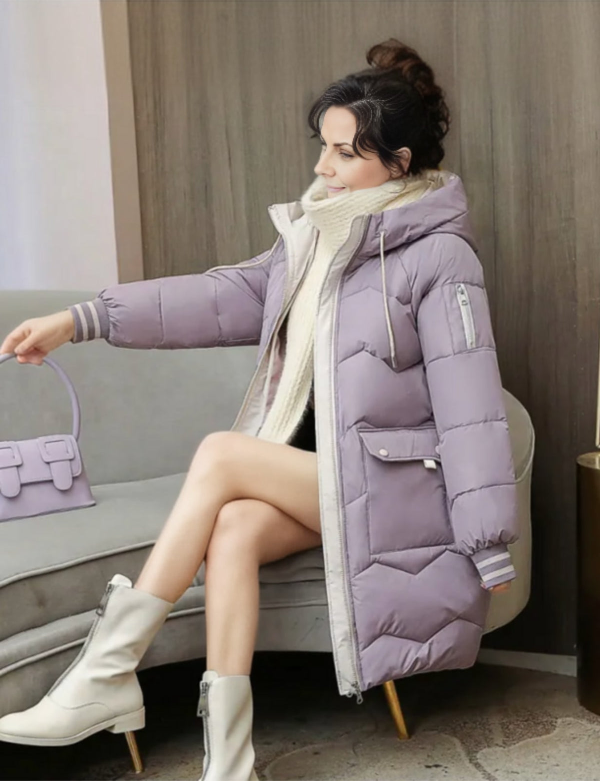 Dames Mantel Winter, Lange Damesjas met Capuchon en Isolatie 6