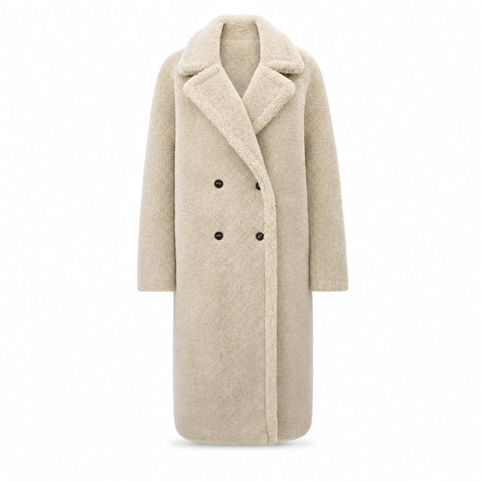 Dames Mantel Winter, Lange Teddy Jas met Reverskraag 1