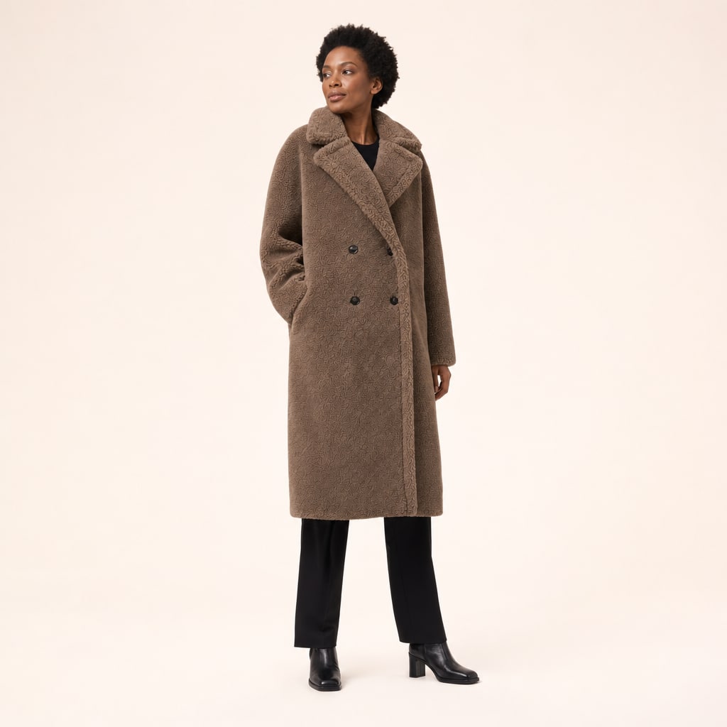 Dames Mantel Winter, Lange Teddy Jas met Reverskraag 4
