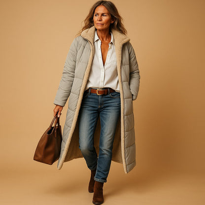 Dames Mantel Winter, Lange Winterjas met Teddyvoering 2