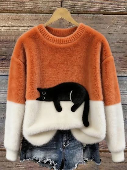 Dames Trui met Kattenprint, Casual Relaxte Pasvorm 1