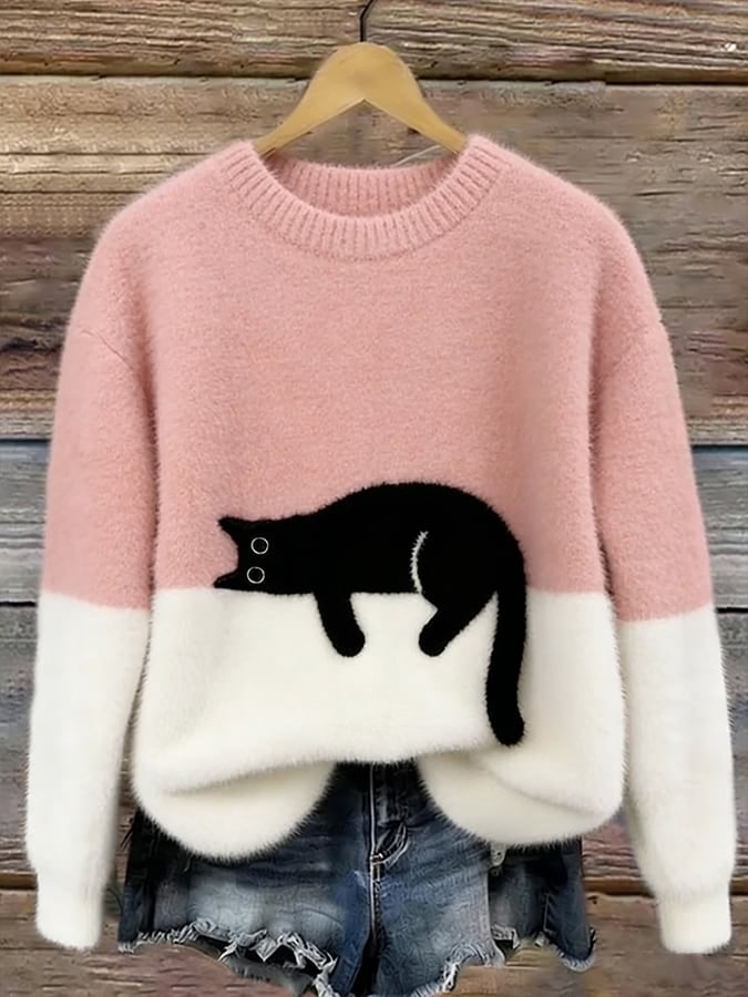 Dames Trui met Kattenprint, Casual Relaxte Pasvorm 2