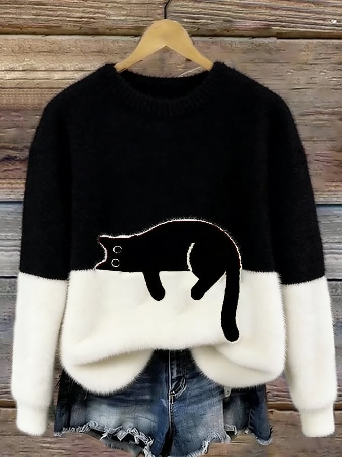 Dames Trui met Kattenprint, Casual Relaxte Pasvorm 3