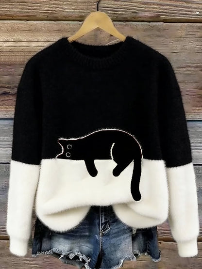 Dames Trui met Kattenprint, Casual Relaxte Pasvorm 3