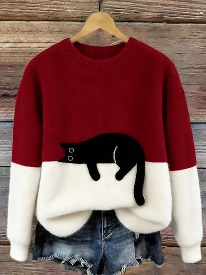 Dames Trui met Kattenprint, Casual Relaxte Pasvorm 4