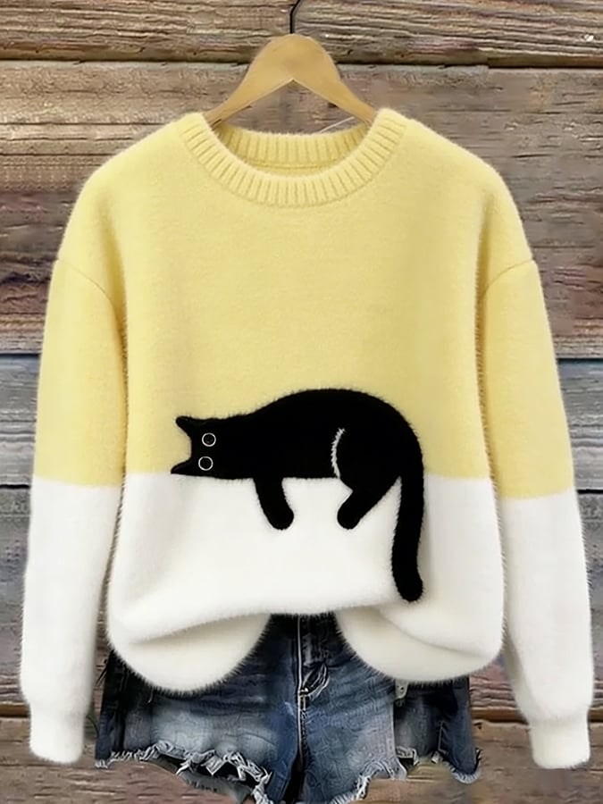 Dames Trui met Kattenprint, Casual Relaxte Pasvorm 5