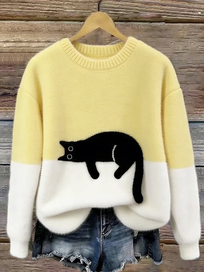 Dames Trui met Kattenprint, Casual Relaxte Pasvorm 5