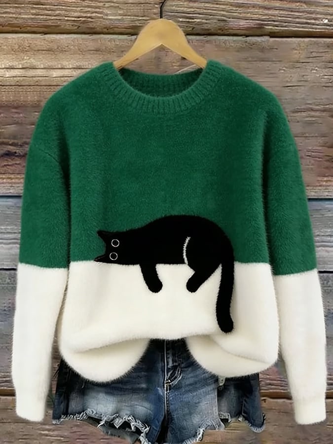 Dames Trui met Kattenprint, Casual Relaxte Pasvorm 6