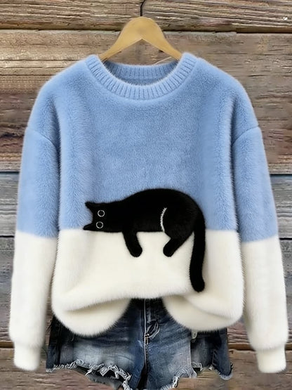 Dames Trui met Kattenprint, Casual Relaxte Pasvorm 8