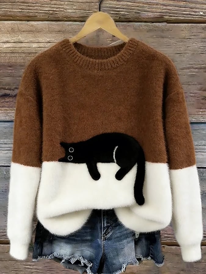 Dames Trui met Kattenprint, Casual Relaxte Pasvorm 9