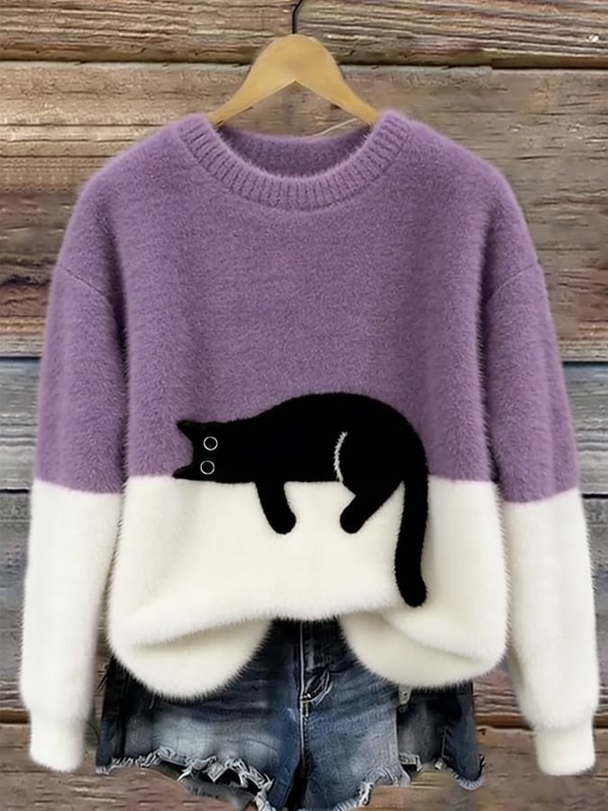 Dames Trui met Kattenprint, Casual Relaxte Pasvorm 10