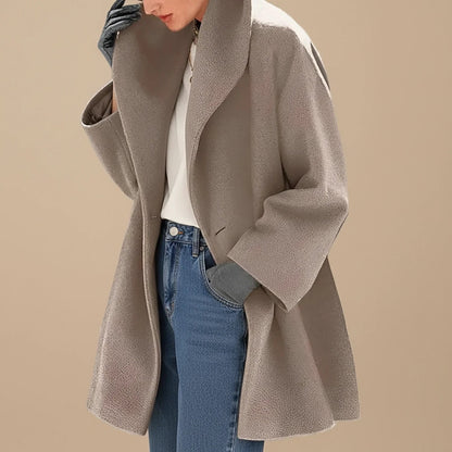 Dames Wintermantel Midi A-lijn Oversized met Brede Kraag 1