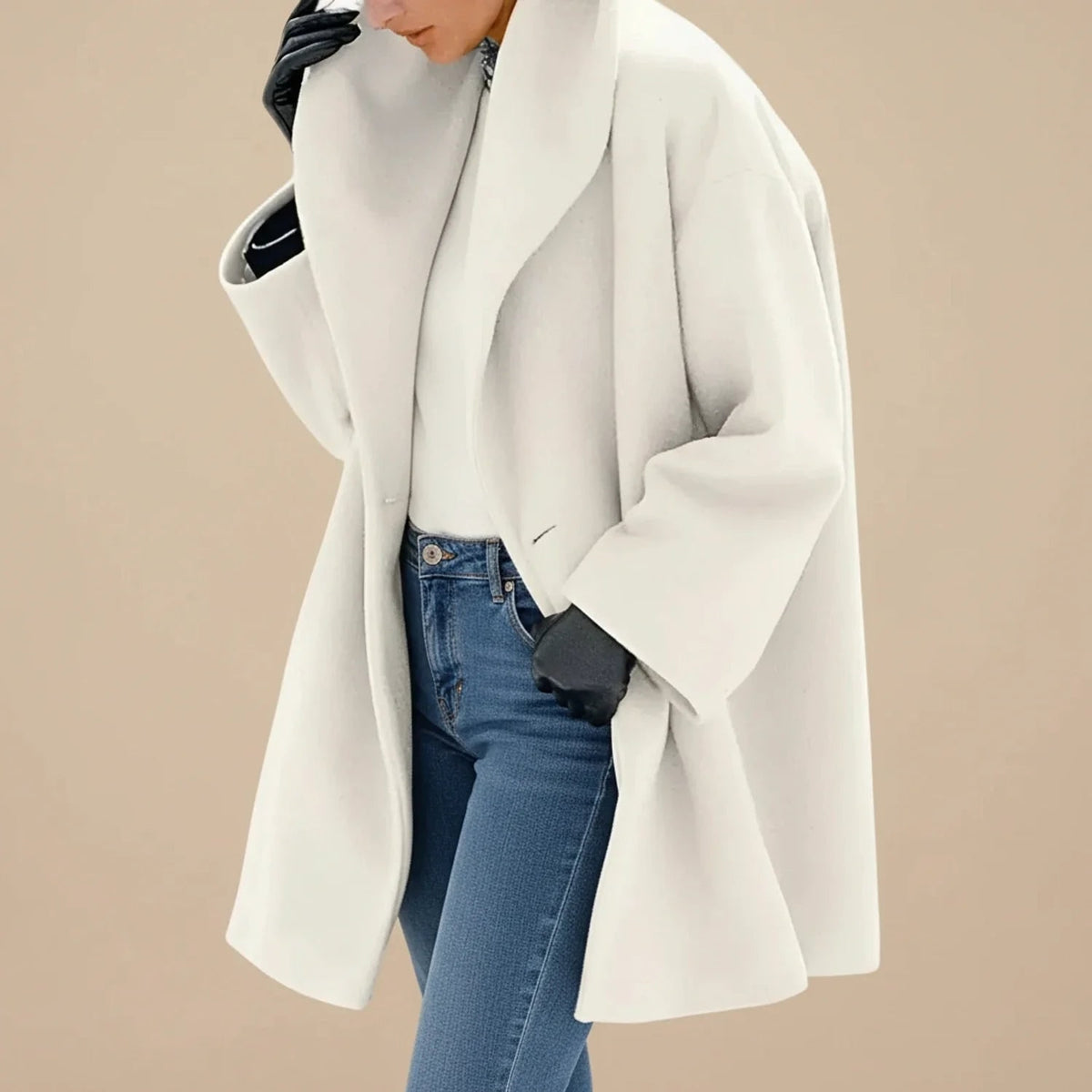 Dames Wintermantel Midi A-lijn Oversized met Brede Kraag 3