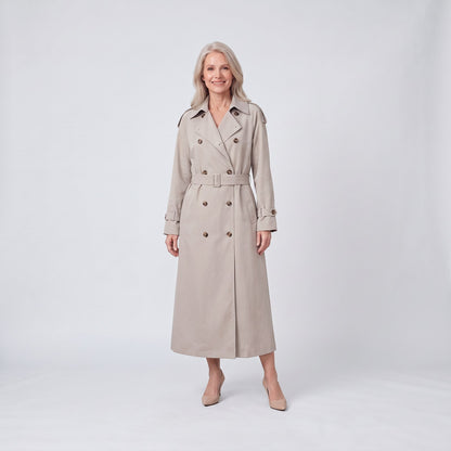 Double-breasted Waterafstotende Lange Trenchcoat