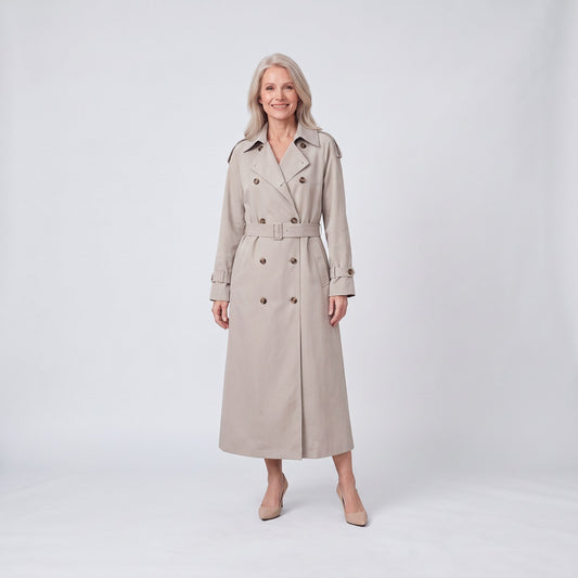 Double-breasted Waterafstotende Lange Trenchcoat