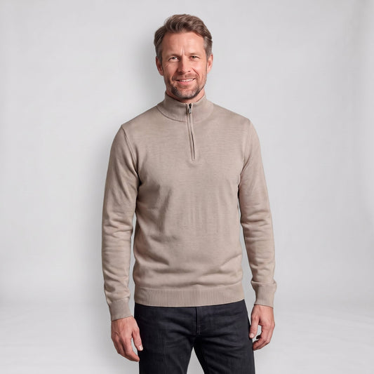 Elegante Trui met Rits voor Heren en Hoge Kraag