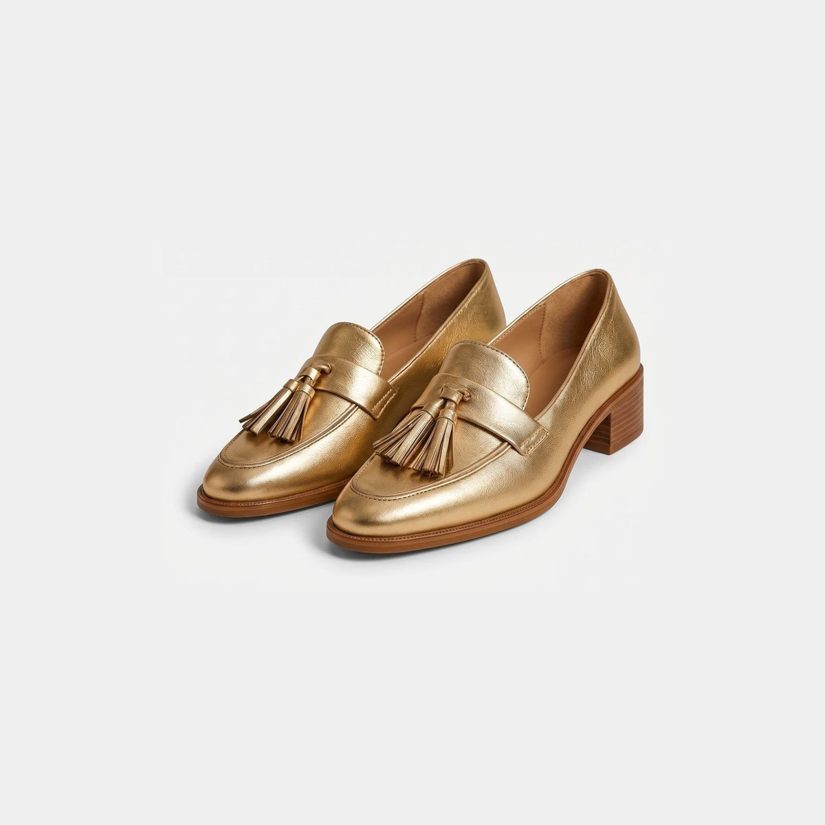 Loafers med Kvaster og Lav Blokhæl i Guld til Damer 1