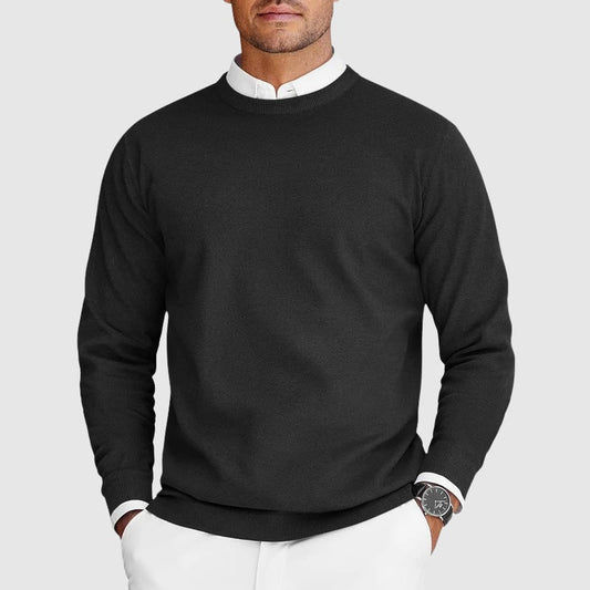 Herenpullover, Fijngebreide Trui voor Heren met Ronde Hals en Ribboorden