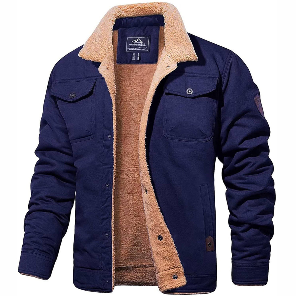 Fleecejakke Herre, Fleecejacket med Teddykrave og Trykknapper 3