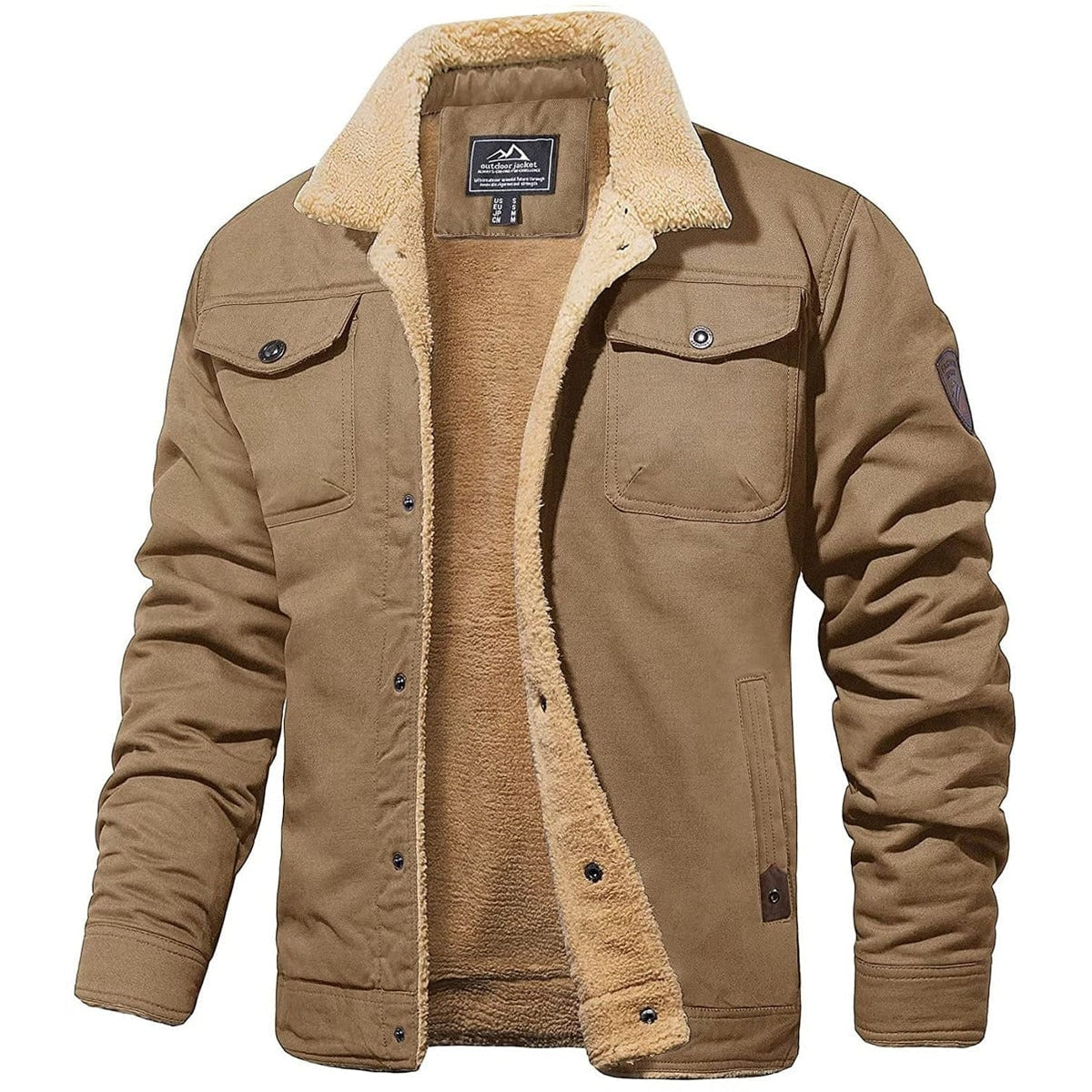 Fleecejakke Herre, Fleecejacket med Teddykrave og Trykknapper 4