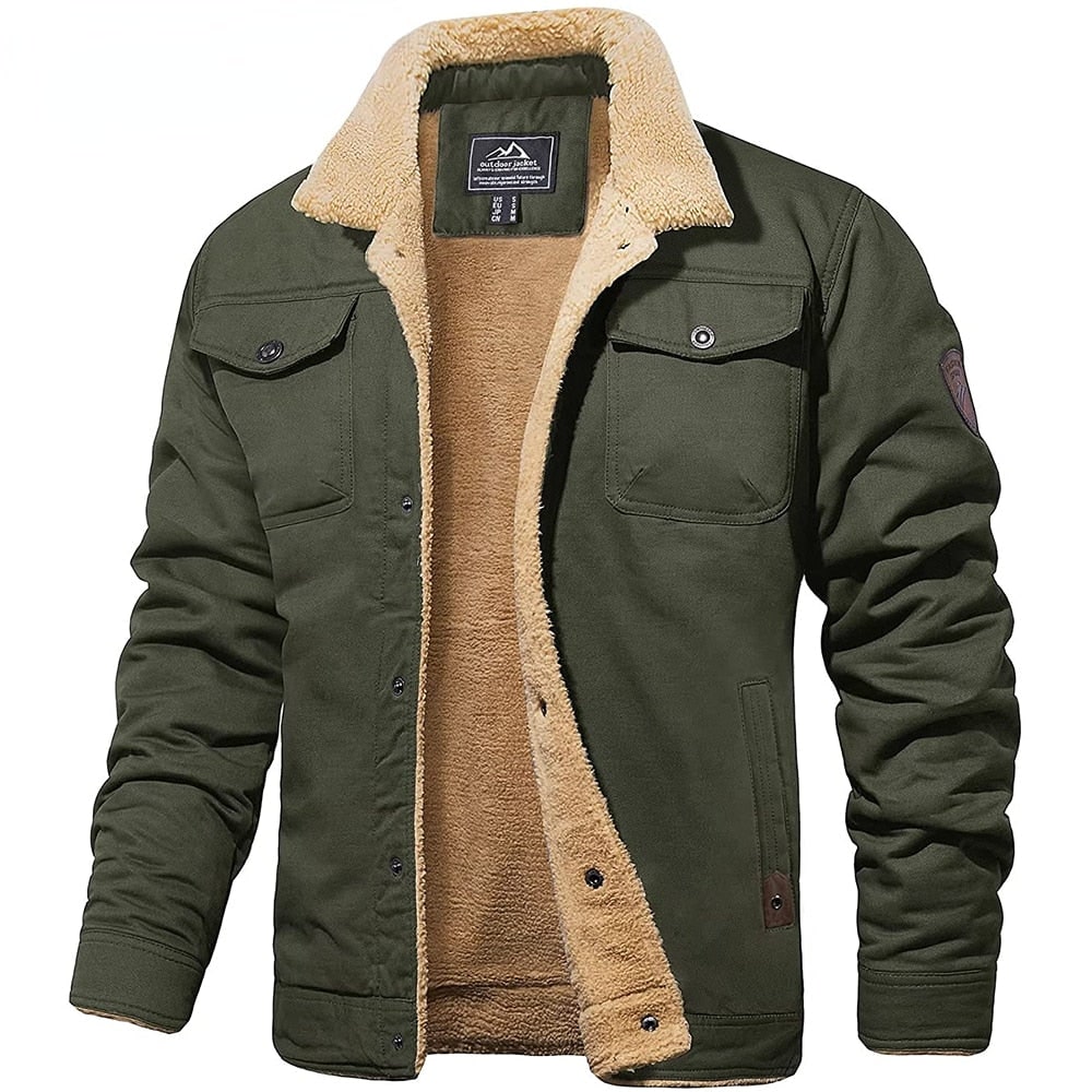 Fleecejakke Herre, Fleecejacket med Teddykrave og Trykknapper 6