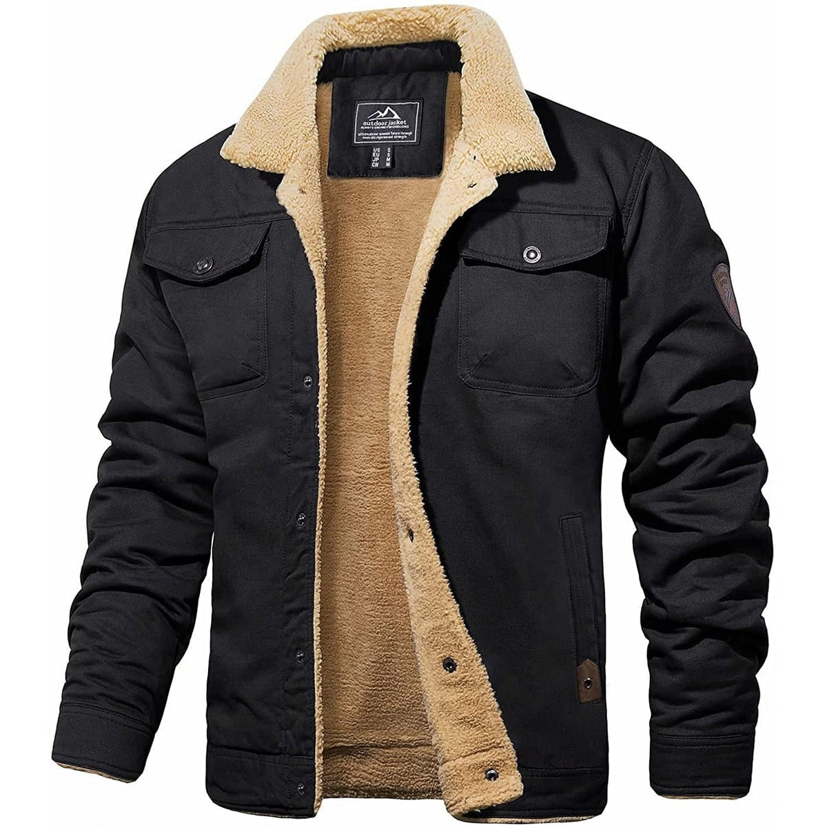 Fleecejakke Herre, Fleecejacket med Teddykrave og Trykknapper 7