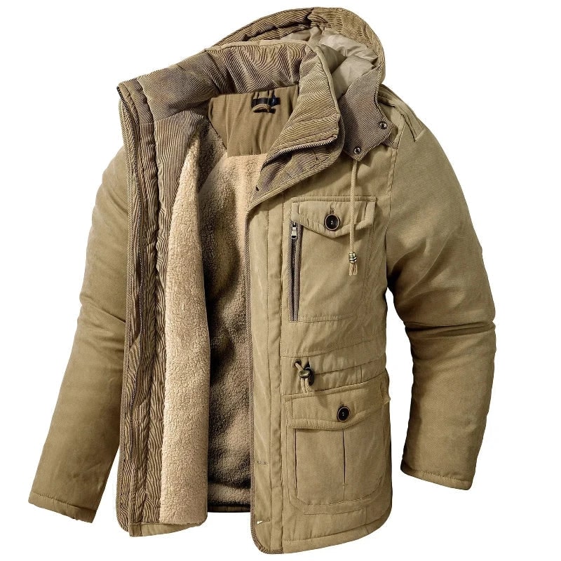 Fleecejakke Herre, Fleecejacket Parka med Hætte og Fleecefór 2