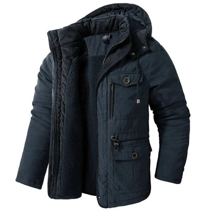 Fleecejakke Herre, Fleecejacket Parka med Hætte og Fleecefór 3