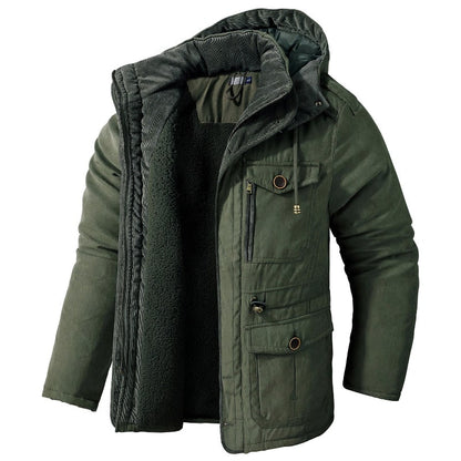 Fleecejakke Herre, Fleecejacket Parka med Hætte og Fleecefór 4